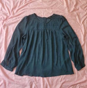 Teal Sheer Long Sleeve Top