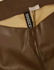 Fashionable Brown Faux Leather Pants