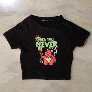 Bonkers corner Black Graphic Print Crop Top ⭐️XS