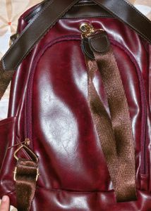 100%PURE PREMIUM Vegan Leather Maroon Backpack