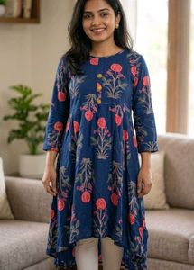 Beautiful Blue Floral Print Kurta
