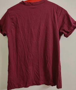 Maroon Crossover Neck T-Shirt