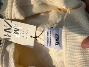 Cream Waffle Knit Quarter Zip Sweater