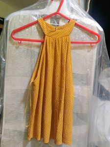 Mustard Yellow Polka Dot Halter Top