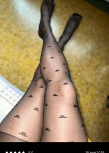 Sheer Black Tights with Hat Pattern