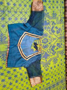 blue organza saree