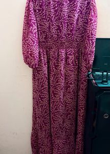Purple Floral Print Maxi Dress