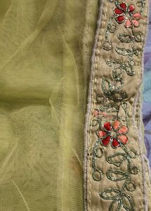 New Embroidered lime green Net Dupatta