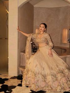 Champagne Gold Embroidered Lehenga Set