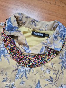 Sassafras chic Bird Print Cropped Blouse