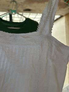 ZARA White Lace Trim Cami Top