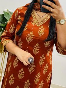 Beautiful Rust Kurta Set with Dupatta