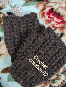 Handmade Brown Crochet Fingerless Gloves
