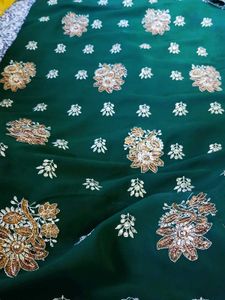 Emerald Green Embroidered Saree