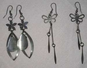 Boho Silver Tone Drop Earrings - 2 Pairs