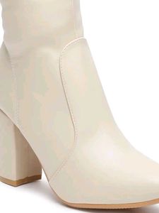 Cream Knee-High Boots