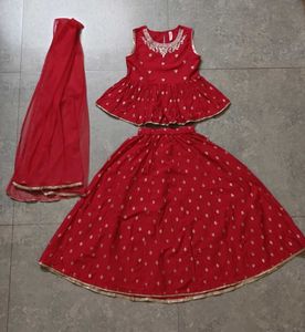 Babyhug Red Girls Lehenga Choli Set