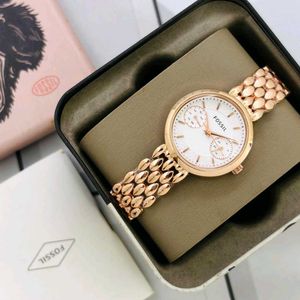 Fossil Rose Gold White Dial Watch