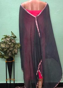 Elegant Green &amp; Gold Dupatta khaki with lace silk