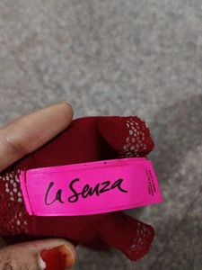 Lace Trimmed Thong Panty - Red