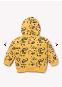 Yellow Hoodie With Front Open Zip For Kids