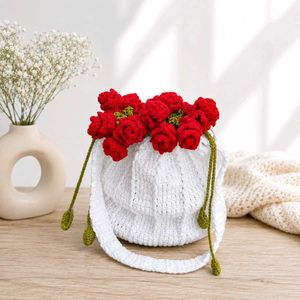 Handmade Crochet Rose Potli Bag