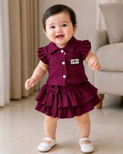 Adorable Red Baby Dress &amp; Hat Set &amp; purple cord se