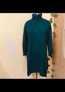 Green Turtleneck Knit Dress