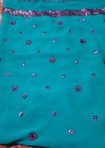 Embroidered Teal Dress Material