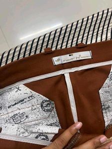 Men's Premium White Shirt with Brown Pants