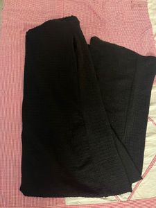 Chic Textured Black straight Leg Pants