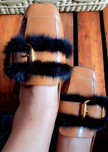 Fur Trim Mules