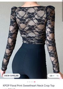 Black Lace Sweetheart Neck Crop Top
