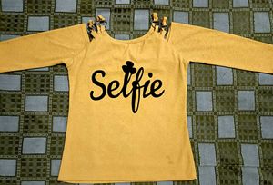 Yellow 'Selfie' Cold Shoulder Top