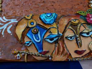 Handmade Radha Krishna Painting With Clay