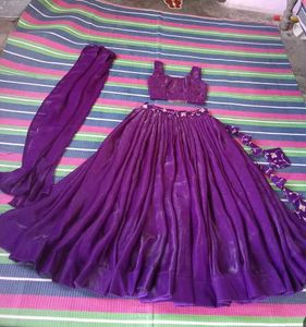 Elegant Purple Embroidered Ethnic Gown