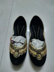 Black Gold Bellies Ballerinas Flats