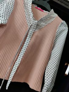 Pink &amp; Polka Dot Blouse Winter Top