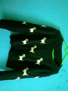 Dog Print Black Sweater