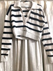 Striped Collared Knit Sweater