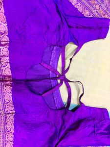 Green Violet  Embroidery Sari With Blouse