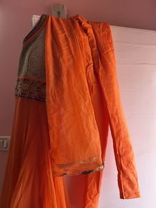 Beautiful Orange Sleeveless festive Salwar Set