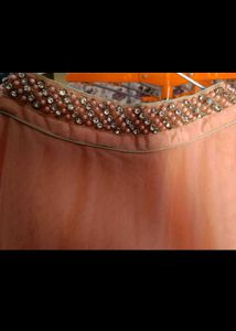 Elegant Peach Ethnic crop top and skirt