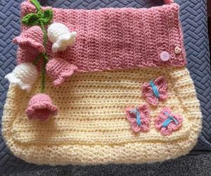 Crocheted Shoulder Bag with Flowers
