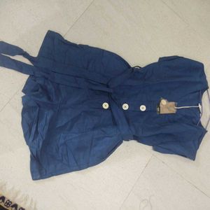 Chic Blue Button-Front Romper with Belt