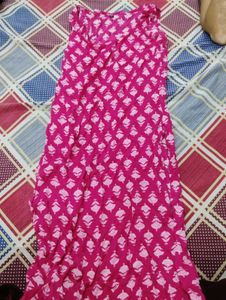 Pink Printed Kurti with Oxidized Jewelry