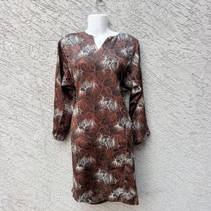 Brown Leaf Print Kurta