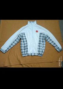 Men's Track Jacket with Plaid Sleeves