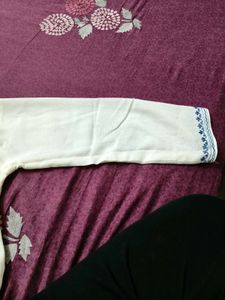 White Embroidered  short Kurti