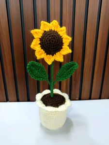 Handmade Crocheted Sunflower Pot